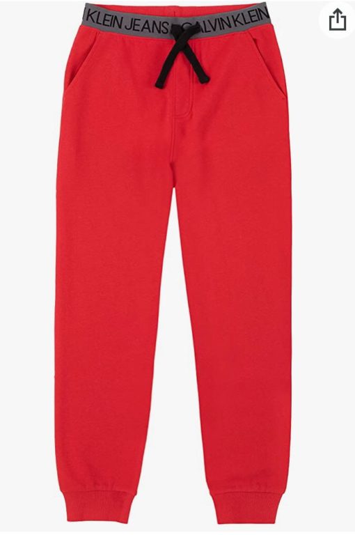 CALVIN KLEIN KIDS LOGO WAISTBAND FLEECE JOGGER - RED - Image 3