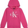 CALVIN KLEIN FRONT LOGO ZIP THROUGH HOODIE - Pink