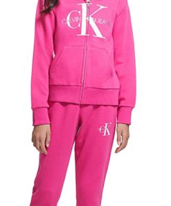 Alternative view of CALVIN KLEIN FRONT LOGO ZIP THROUGH HOODIE - Pink