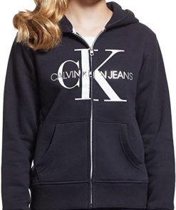 Alternative view of CALVIN KLEIN FRONT LOGO ZIP THROUGH HOODIE - Black