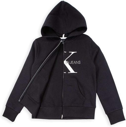 CALVIN KLEIN FRONT LOGO ZIP THROUGH HOODIE - Black - Image 3