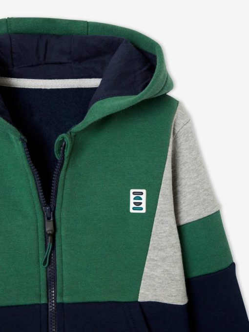 Vertbaudet Colourblock Sports Jacket for Boyz - GREEN - Image 3