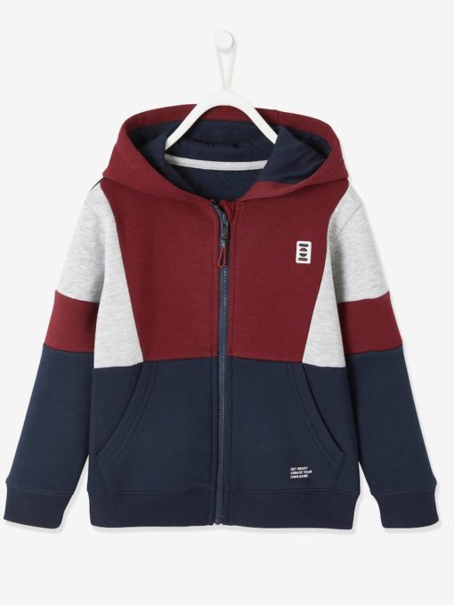 Vertbaudet Colourblock Sports Jacket for Boyz - Maroon