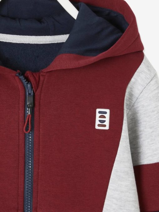 Vertbaudet Colourblock Sports Jacket for Boyz - Maroon - Image 3