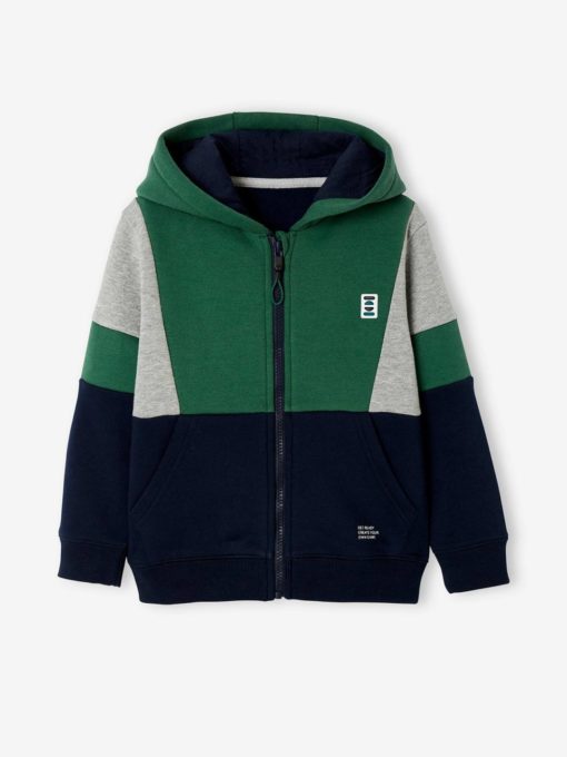 Vertbaudet Colourblock Sports Jacket for Boyz - GREEN