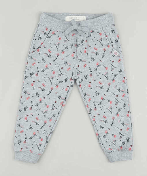 C&A Kids floral print children's pants with gray blend pockets