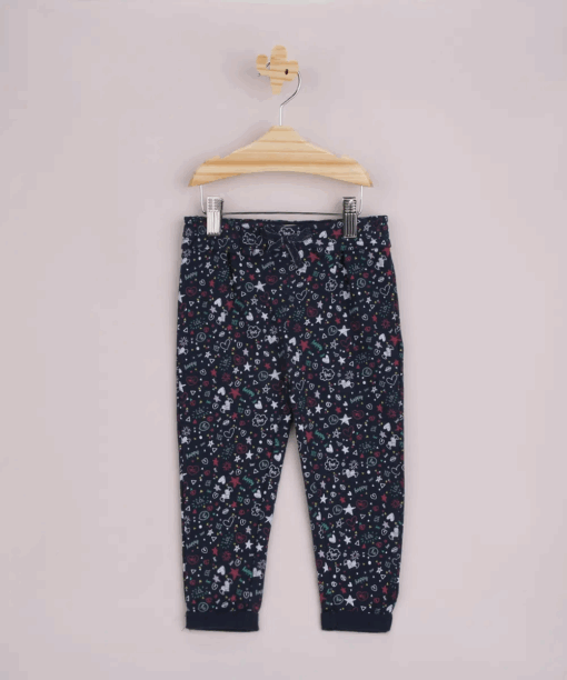 C&A Kids straight pants printed with hearts and stars hem folded waistband