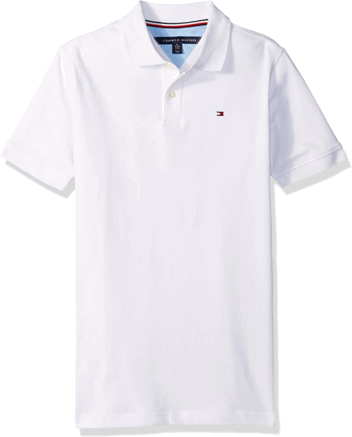 Tommy Hilifger Boys Emboroidered Logo Short Sleeve Polo - White