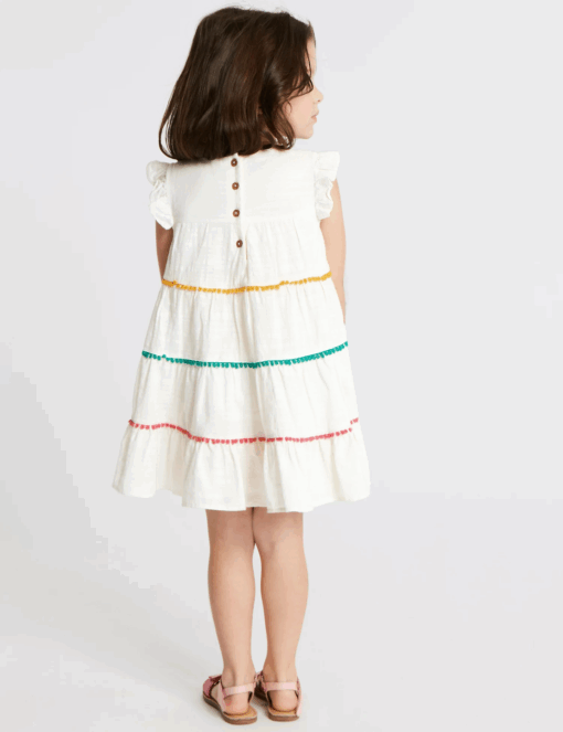 Marks & Spencer Girls White Solid A-Line Dress - Image 3