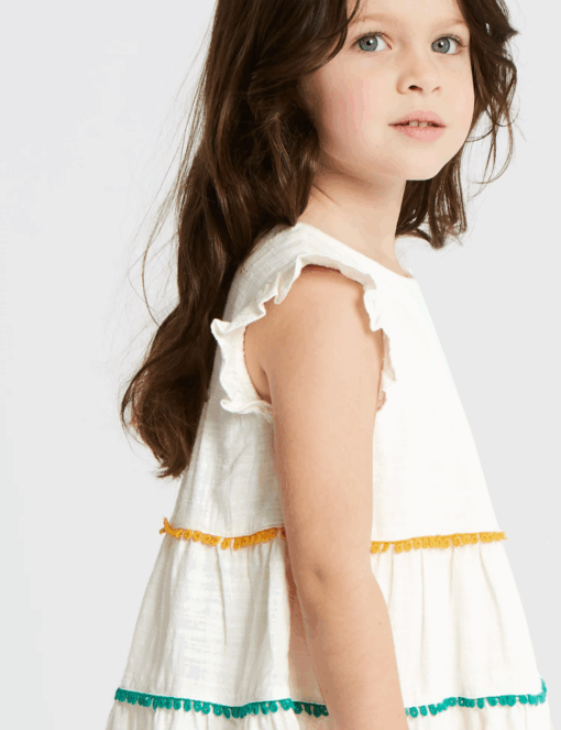 Marks & Spencer Girls White Solid A-Line Dress - Image 4