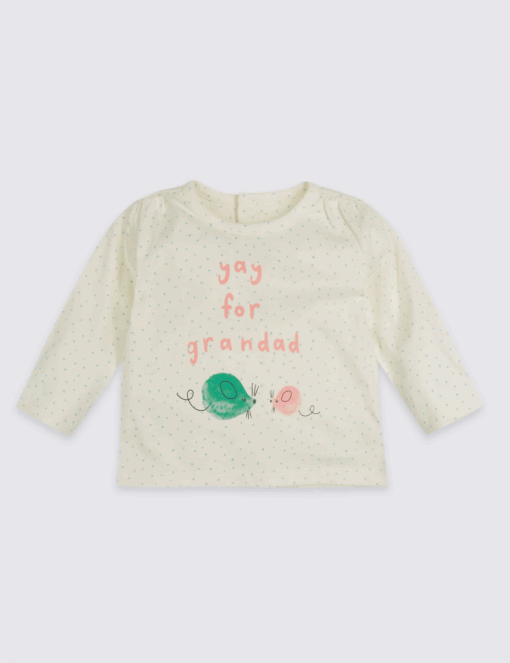 Marks & Spencer Yay for Grandad Top - WHITE