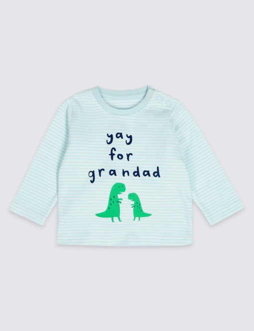 Marks & Spencer Yay for Grandad Top - Blue Stripes