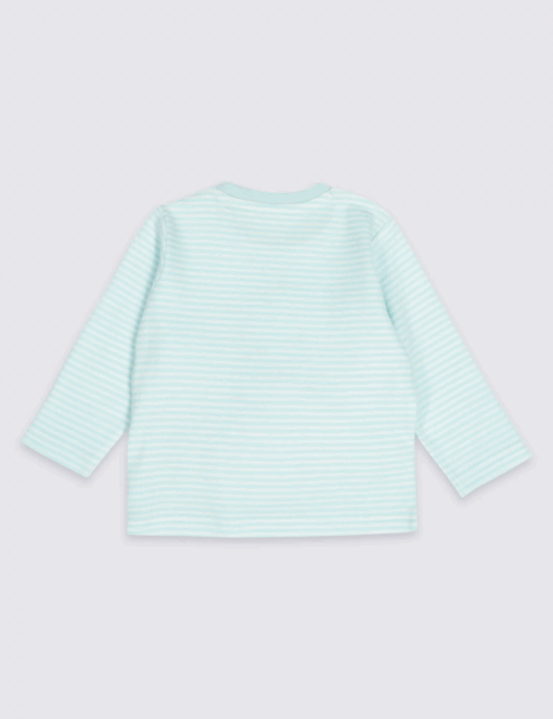 Marks & Spencer PURE COTTON MY UNCLE LOVES ME TOP- BLUE STRIPES - Image 2