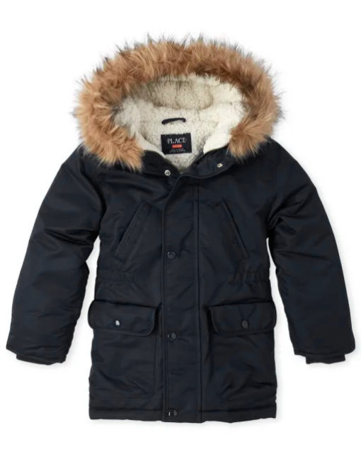 Children's Place Boys Long Sleeve Sherpa Lined Faux Fur