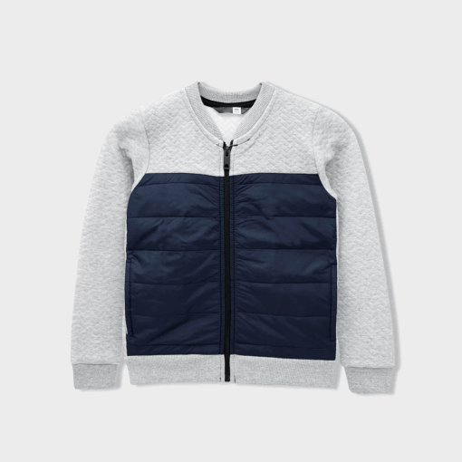 Pep & Co PARACHUTE QUILTED PANELED ZIPPER JACKET FOR KIDS - Grey/Navy