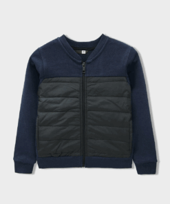 Pep & Co PARACHUTE QUILTED PANELED ZIPPER JACKET FOR KIDS - Navy/Black