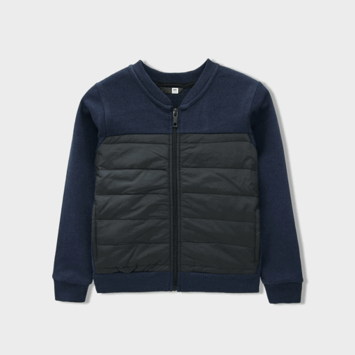 Pep & Co PARACHUTE QUILTED PANELED ZIPPER JACKET FOR KIDS - Navy/Black