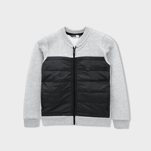Pep & Co PARACHUTE QUILTED PANELED ZIPPER JACKET FOR KIDS - Grey/Black