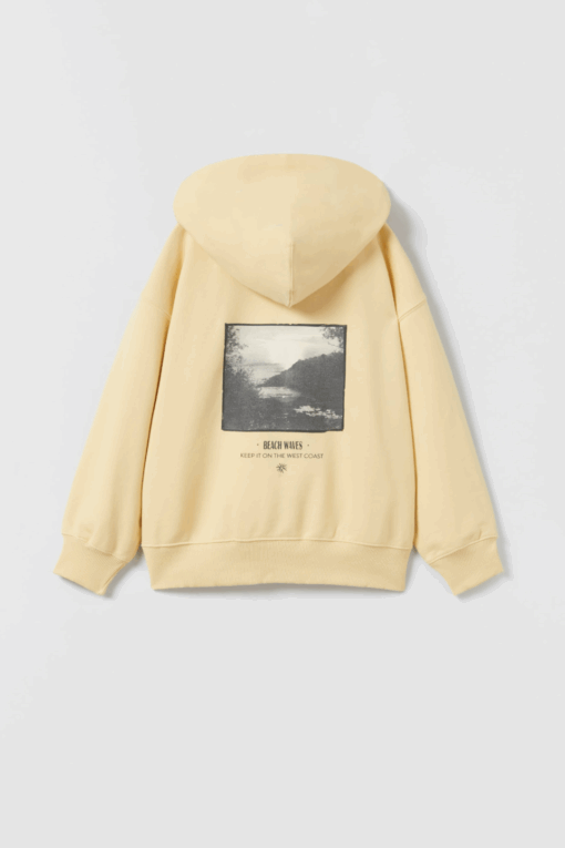 Zara PLUSH HOODIE WITH SLOGAN - Beach Waves - Image 3
