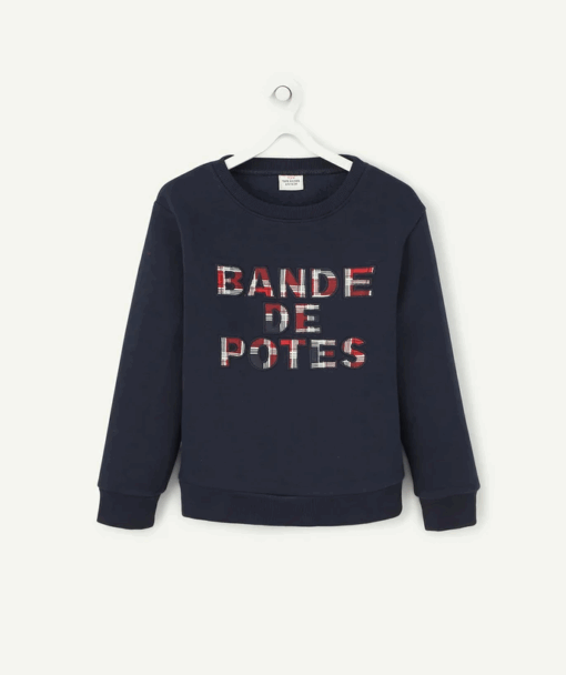 BOY'S NAVY BLUE SWEATSHIRT WITH EMBROIDERED MESSAGE - Image 2