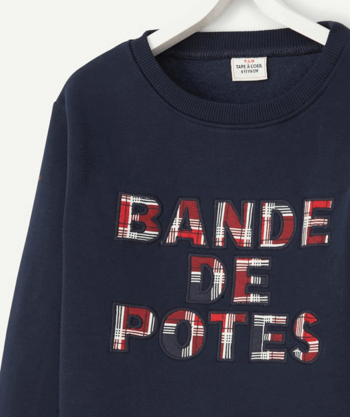 BOY'S NAVY BLUE SWEATSHIRT WITH EMBROIDERED MESSAGE - Image 3