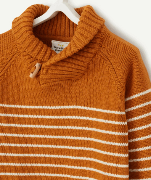 TAO BABY BOYS' STRIPED KNIT JUMPER WITH A HIGH NECK  - Khaki - Image 3