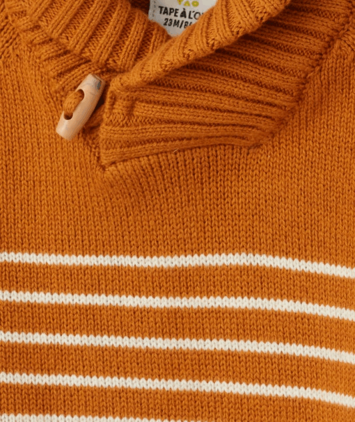 TAO BABY BOYS' STRIPED KNIT JUMPER WITH A HIGH NECK  - Khaki - Image 2