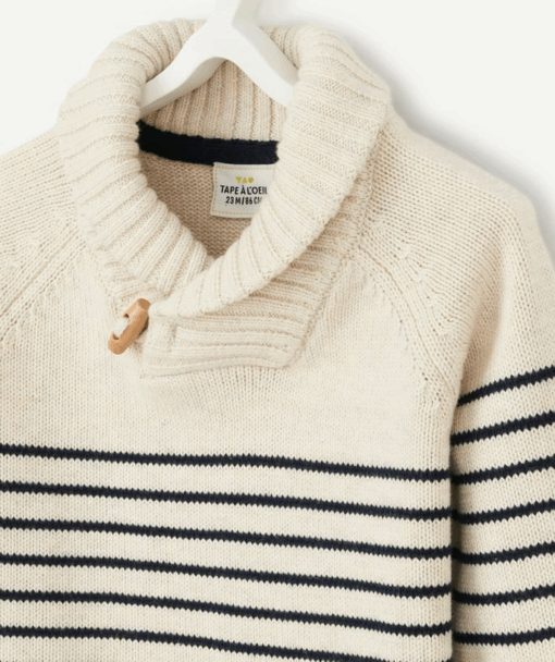TAO BABY BOYS' STRIPED KNIT JUMPER WITH A HIGH NECK  - WHITE - Image 2