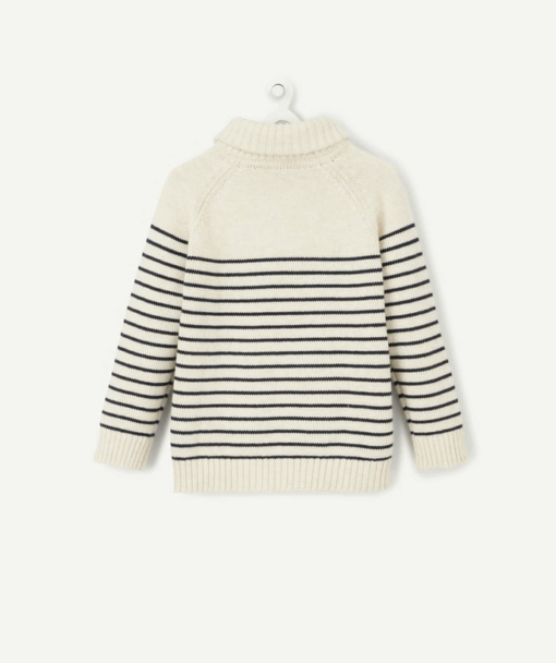 TAO BABY BOYS' STRIPED KNIT JUMPER WITH A HIGH NECK  - WHITE - Image 3