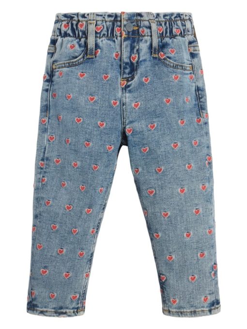 Guess Heart Embroidered Paperbag Denim Pants