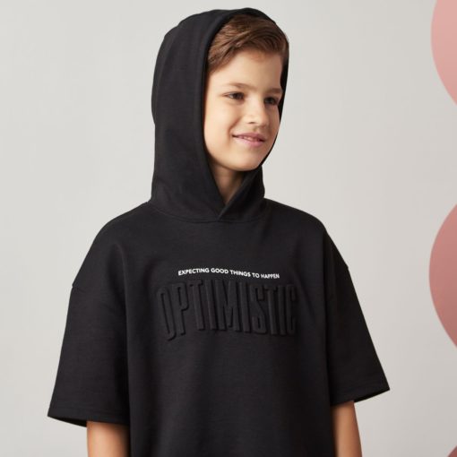 MAX Boys Slogan Print Embossed Hooded Sweatshirt - Image 3