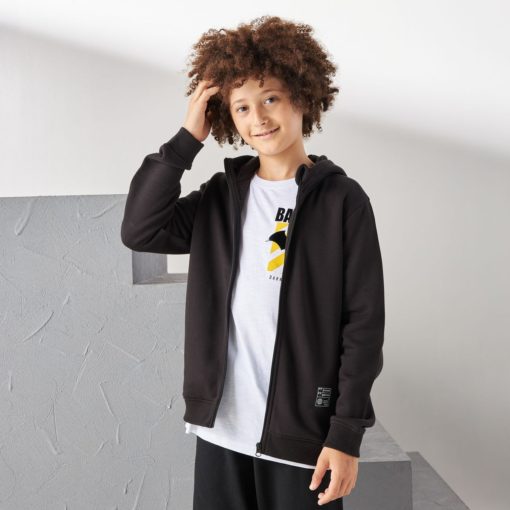 MAX Boys Plain Zip Through Jacket with Hoodie - Blue - Image 9