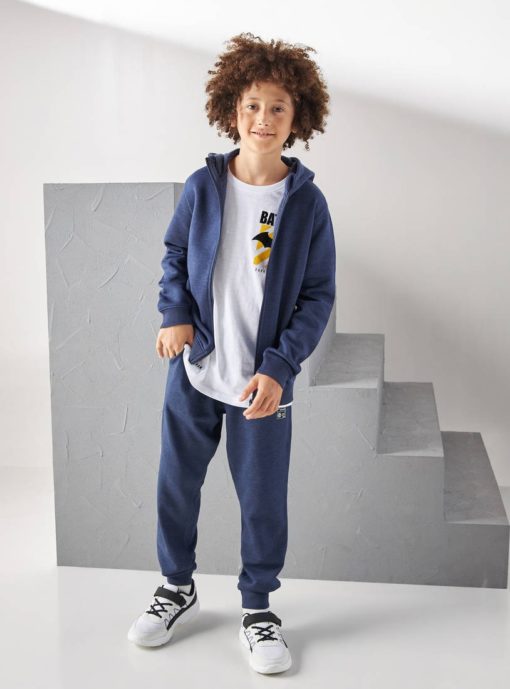 MAX Boys Plain Zip Through Jacket with Hoodie - Blue - Image 2