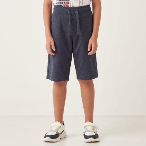 Max Boys Plain Jersey Long Shorts - Navy