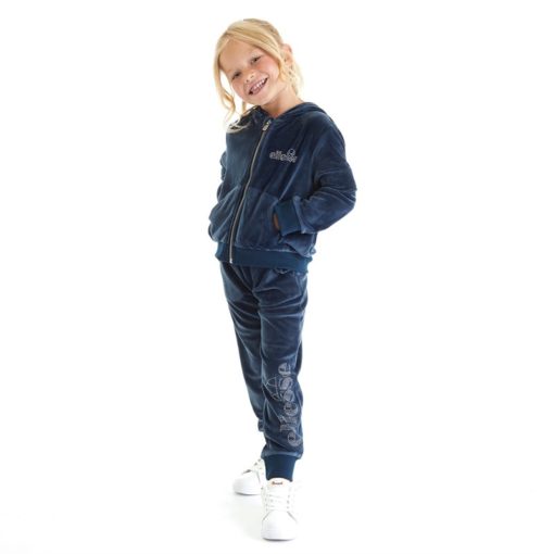 Ellesse Girls Velour Hoodie And Joggers Set Navy - Image 2