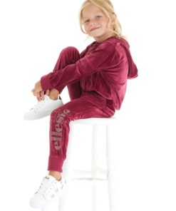 Alternative view of Ellesse Girls Joanna Velour Hoodie And Joggers Set Cherry