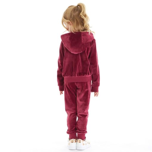 Ellesse Girls Joanna Velour Hoodie And Joggers Set Cherry - Image 4