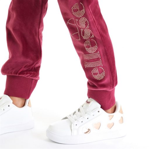 Ellesse Girls Joanna Velour Hoodie And Joggers Set Cherry - Image 3