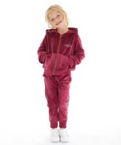 Ellesse Girls Joanna Velour Hoodie And Joggers Set Cherry