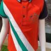 Next Boys Orange With Green Stripes Badge Polo