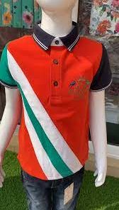 Next Boys Orange With Green Stripes Badge Polo