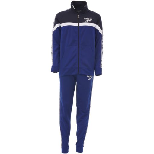 Reebok Boys Repeat Logo Taped Poly Tracksuit Navy
