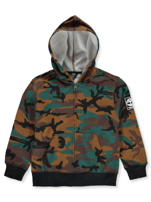 BOYS' CAMO HOODIE BY TIMBERLAND IN PINEAPPLE