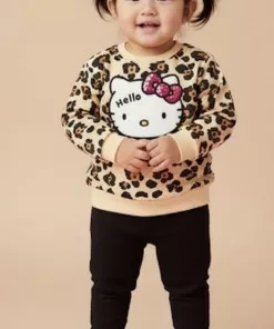Hello Kitty Leopard Print With Plain Black Trouser