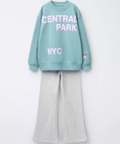 Zara Girls Central Park Text Printed Terry Tracksuit