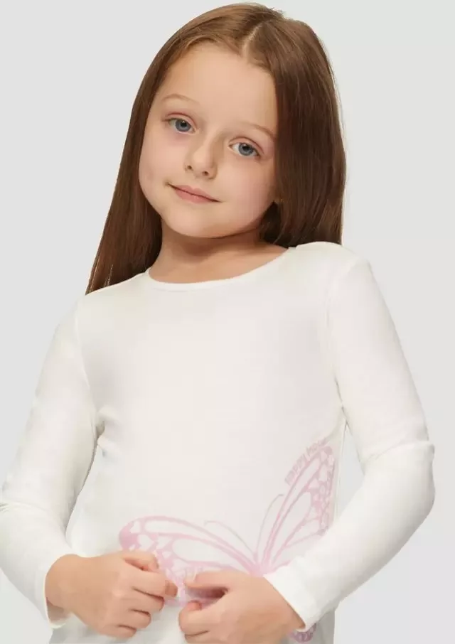 S.Oliver Glitter Butterfly Logo White Full sleeves Tee - Image 2