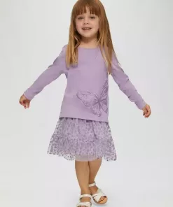 Alternative view of S.Oliver Glitter Butterfly Logo Purple Full sleeves Tee