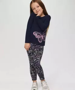 Alternative view of S.Oliver Glitter Butterfly Logo Navy Full sleeves Tee