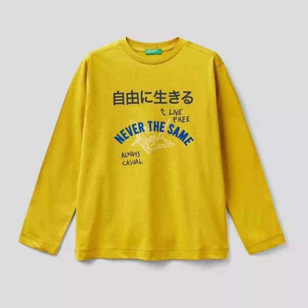 United Colors of Benetton NEVER THE SAME Full Sleeves Tee Mustard Yellow
