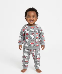 Hello Kitty Allover Logo 2 Piece Set Grey